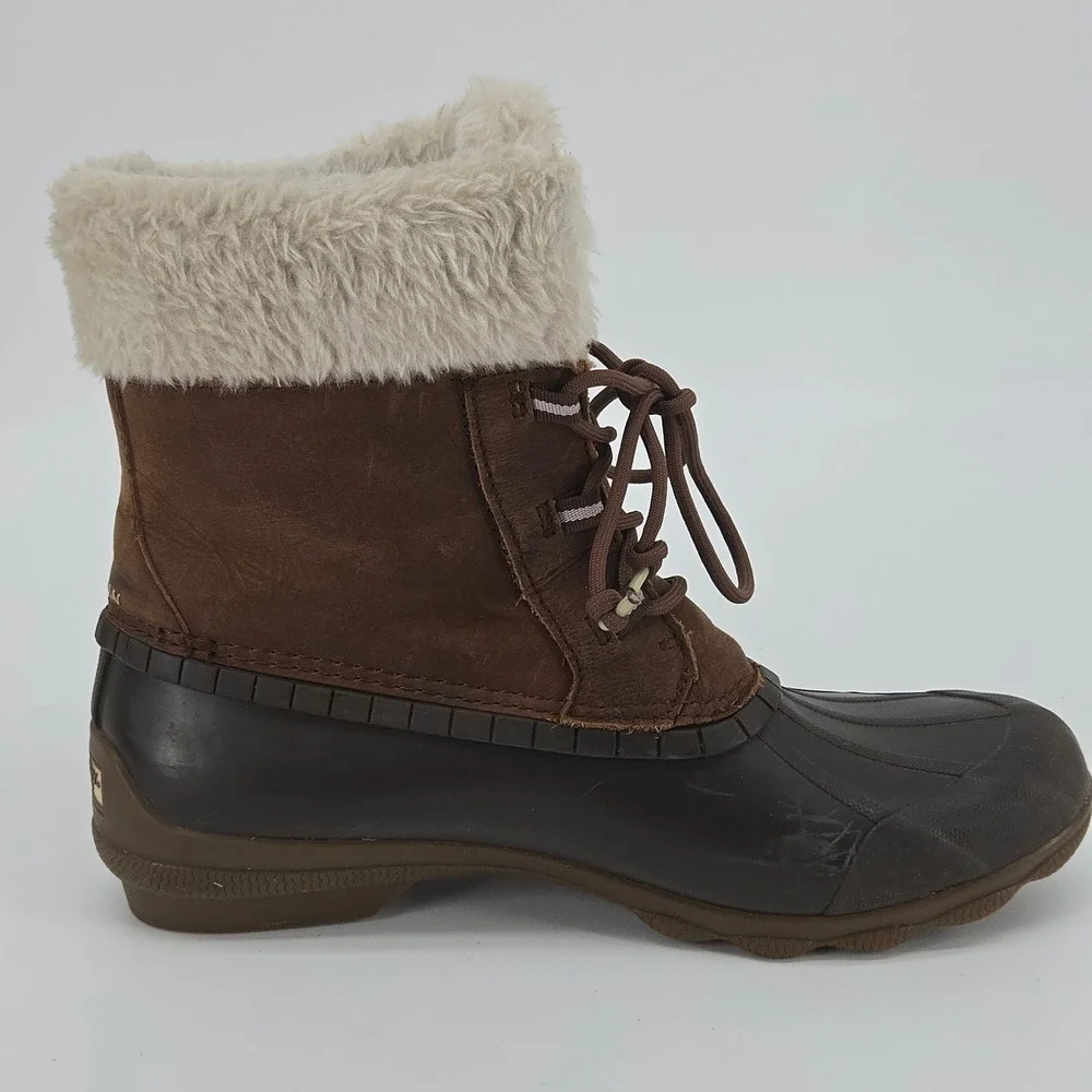 Sperry Top-Sider Maritime Repel Faux Fur Duck‎ Boots Brown Women's Sz 10